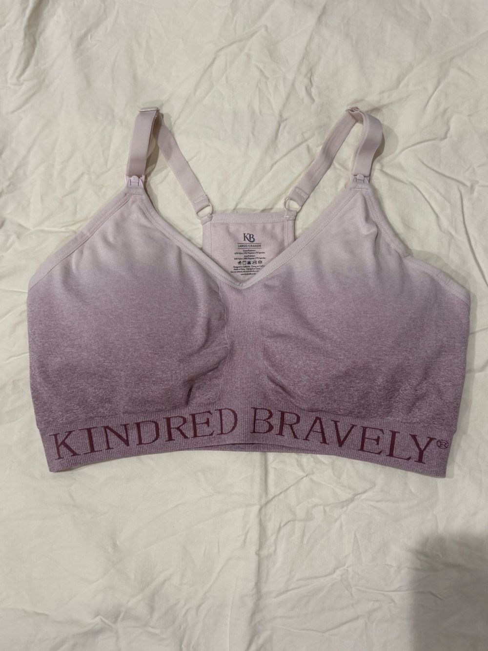 Kindred Bravely Lavender Ombre Double Clip Down Pumping/Nursing Sports Bralette